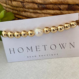 8mm 14K Gold with Single Pearl Bracelet