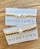 8mm 14K Gold with Single Pearl Bracelet