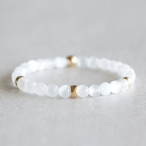 6mm Selenite Bracelet - Gold
