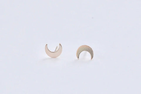 Gold Crescent Moon Studs