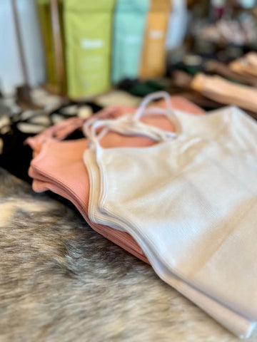 Bamboo Cross Back Tank- Blush