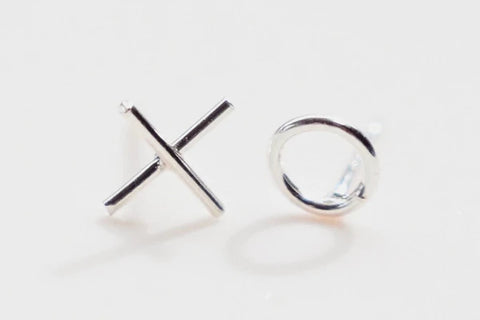 'XO' Silver Stud Earrings